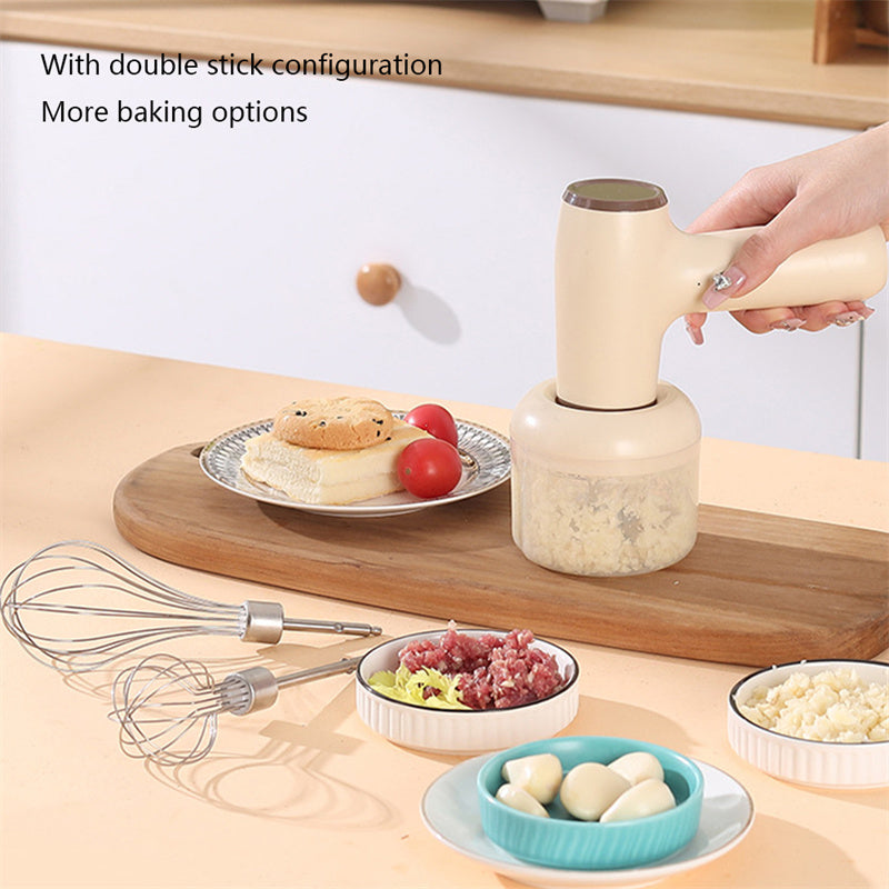 2 In 1 Electric Garlic Chopper | USB Rechargeable Vegetable | Meat Masher | Handheld Multipurpose Kitchen Gadgets