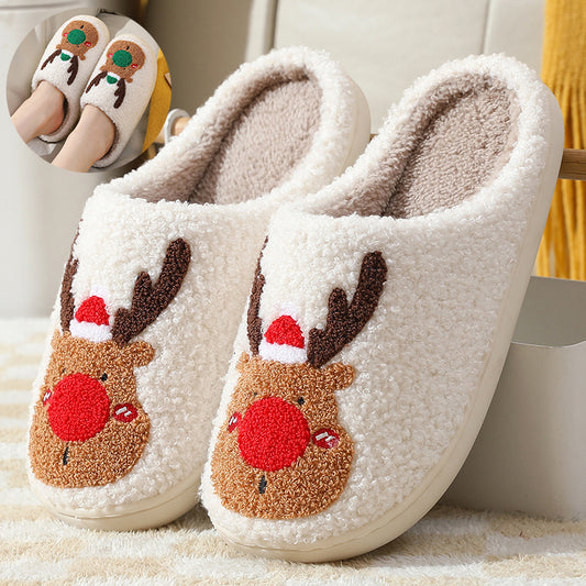 Christmas Elk Soft Cozy Winter Home Slippers