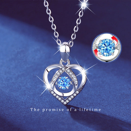S925 Beating Heart-shaped Rhinestones Necklace | Jewlery Gift for Valentine's Day