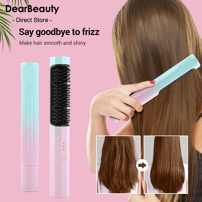 Portable USB Rechargeable Wireless Hair Straightener | Curler | Comb | Dual-purpose