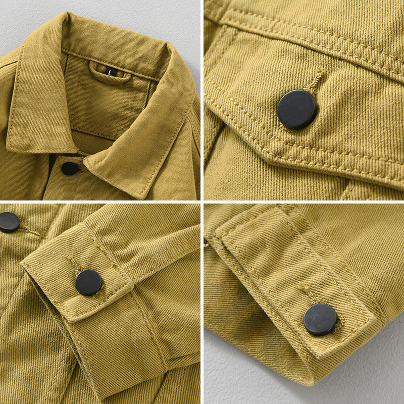 Men's French Retro Solid Colour Casual Denim Jacket