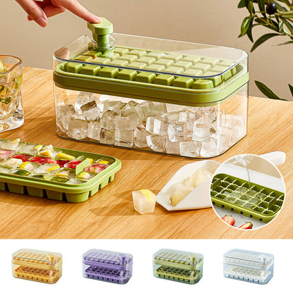 One-button Press Type Ice Cube Maker | Ice Tray Mold With Storage Box and Lid | Bar Kitchen Accessories