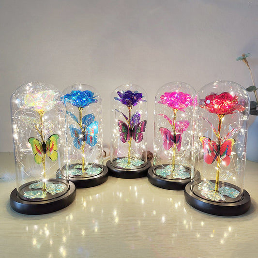 Valentine's Day Gift | Eternal Rose LED Light Foil Flower In Glass Cover