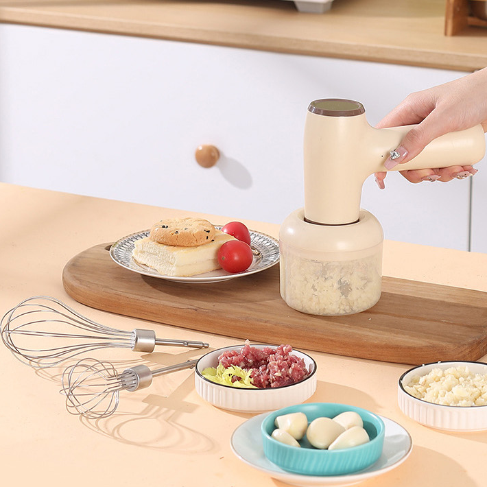 2 In 1 Electric Garlic Chopper | USB Rechargeable Vegetable | Meat Masher | Handheld Multipurpose Kitchen Gadgets