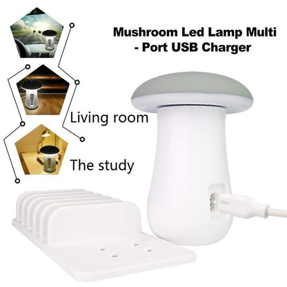 2 In 1 Multifunction Mushroom Lamp | LED Lamp Holder | USB Charger | Home Office Supplies