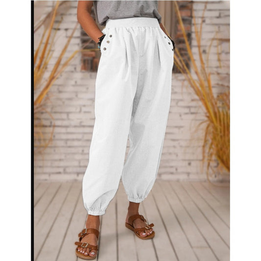 Pocket Polyester Cotton Pants Casual Bloomers