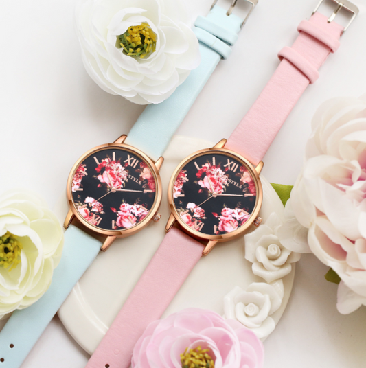 High Quality Fashion Leather Strap Rose Gold Women Watch