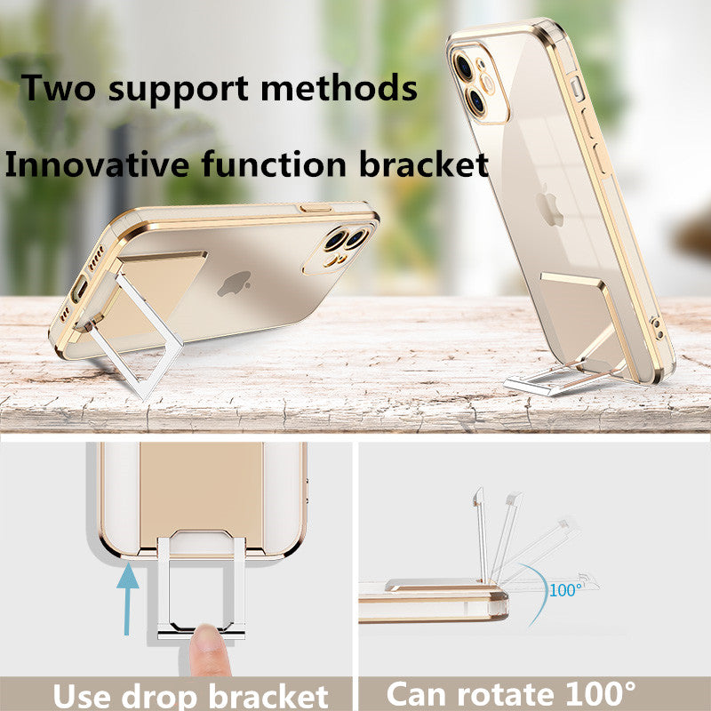 Transparent Bracket Phone Case Electroplating All-inclusive Protective Cover