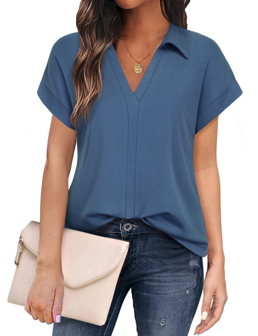 Casual Women's Polyester Short Sleeve Shirt