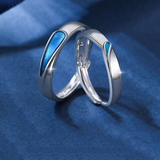 Blue Tear Drop Fashion Couple Rings