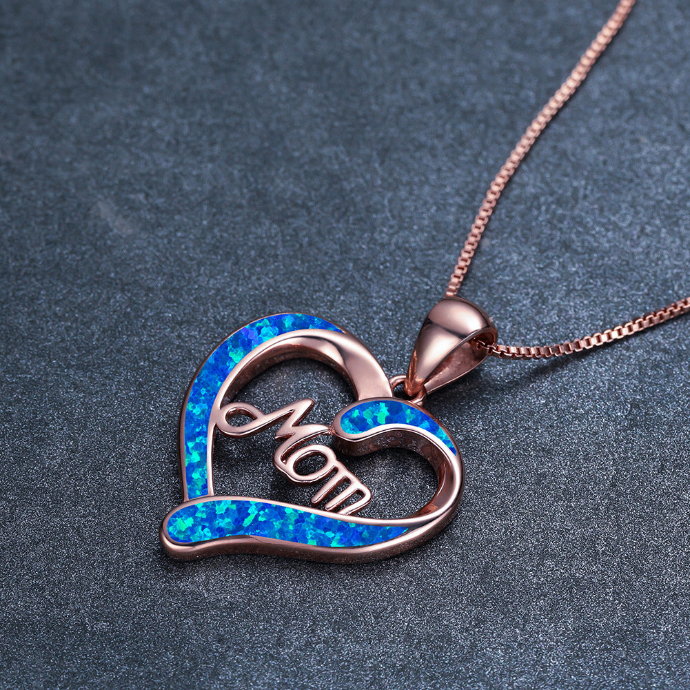 Love-shaped MOM Letter Pendant Necklace | Mother's Day Gift Jewelry