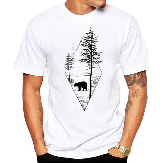 Forest Bear Short Sleeve Casual T-Shirt for Men