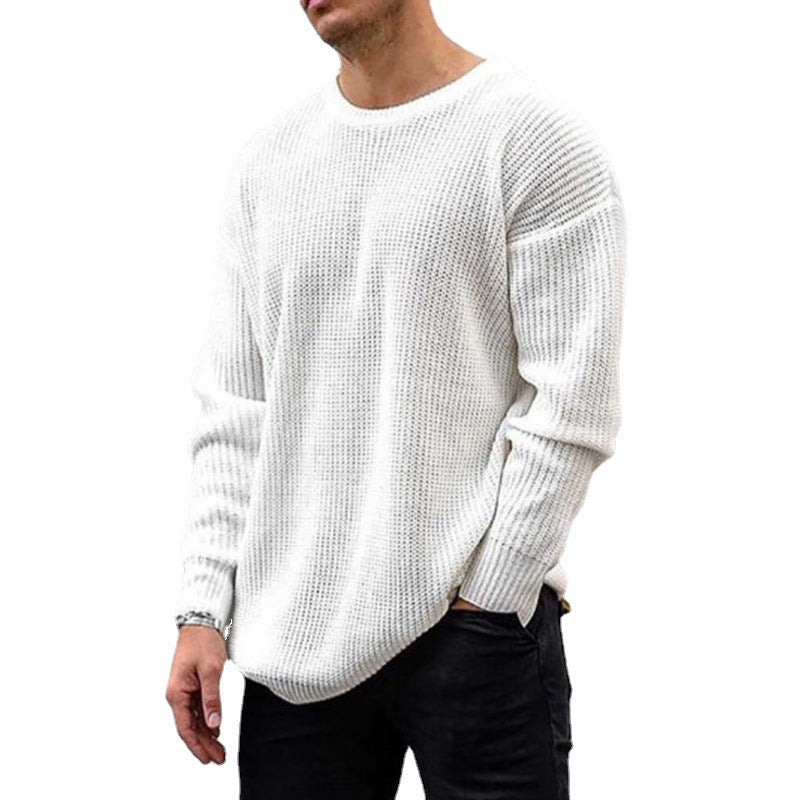 Men's Knit Fashion | Top Solid Color Round Neck Sweater
