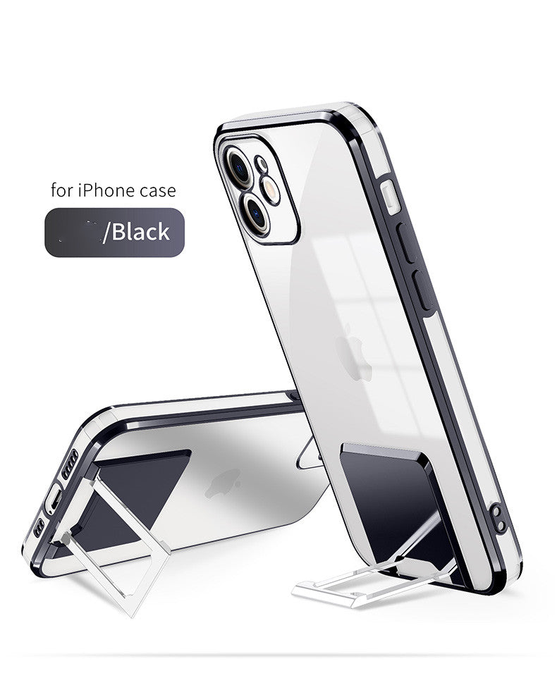 Transparent Bracket Phone Case Electroplating All-inclusive Protective Cover