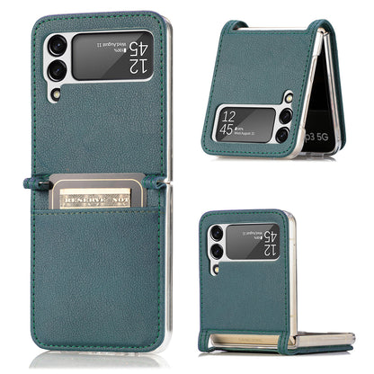 Samsung Z Flip 3 and 4 Folding Screen Mobile Phone Integrated Leather Card Protective Cover