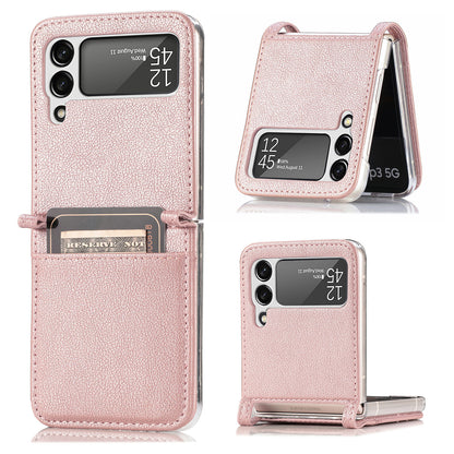 Samsung Z Flip 3 and 4 Folding Screen Mobile Phone Integrated Leather Card Protective Cover